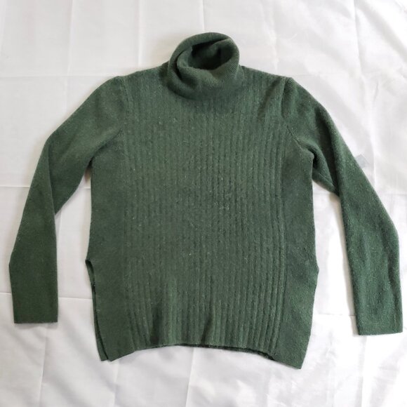 Vintage Lafayette 148 Dark Green Ribbed Turtleneck 100% Cashmere Size Small - Picture 1 of 6